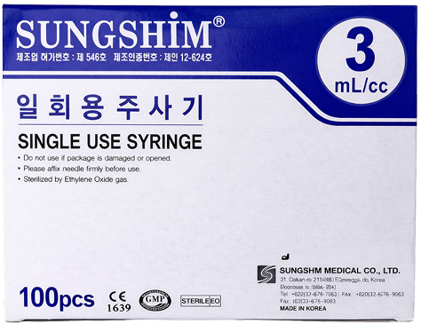 Sungshim single-use syringe 3 mL package
